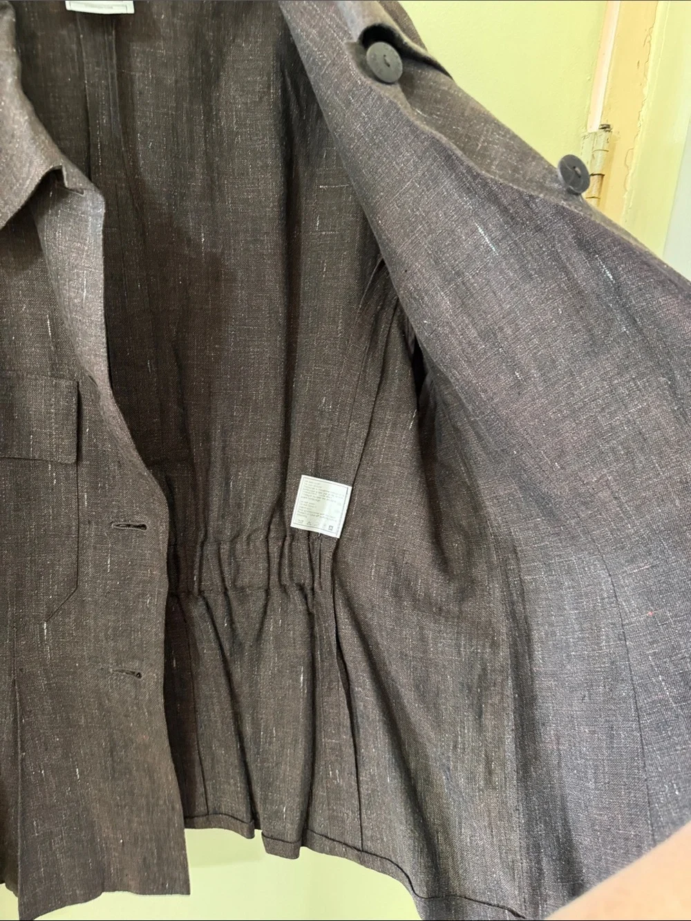 CHANEL Brown Linen Button Front Jacket Cruise 2000